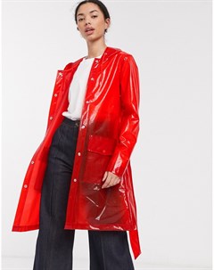 Красная прозрачная куртка с поясом Rains