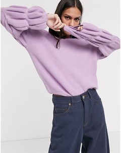 Лавандовый свитер с отделкой на рукавах Femme Selected