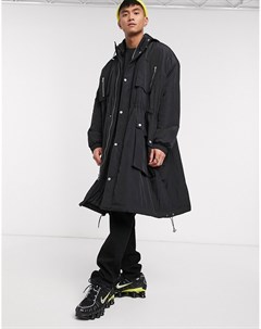 Длинное черное пальто с карманами Asos design