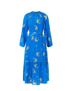Платье из синего шелка с цветочным принтом Alena akhmadullina