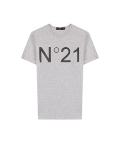 Хлопковая футболка с логотипом бренда No21