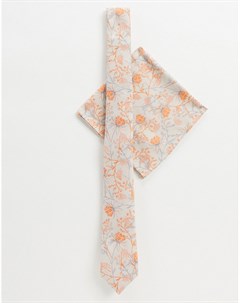 Жаккардовый галстук и платок для нагрудного кармана с цветочным узором Asos design