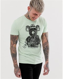 Светло зеленая зауженная футболка с принтом коалы Blend