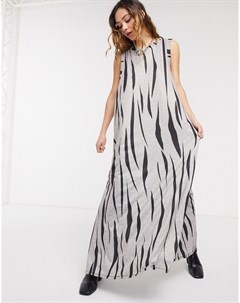 Трикотажное платье макси с принтом зебра и разрезом Another reason