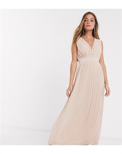 Розовое свадебное платье макси с плиссировкой и глубоким V образным вырезом Y.a.s petite