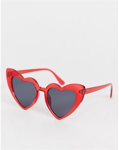 Красные солнцезащитные очки в оправе в форме сердец Glamorous