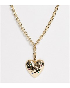 Золотистое массивное ожерелье подвеской сердцем эксклюзивно от Erase