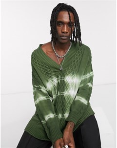 Зеленый свитер с принтом тай дай Sacred hawk