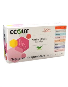 Перчатки нитриловые красные размер L Red EcoLat 100 шт Ecolat