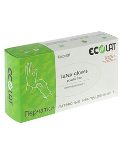 Перчатки латексные неопудренные белые размер XL 1 EcoLat 100 шт Ecolat