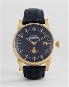Темно синие часы с кожаным ремешком VV065BLBL Vivienne westwood