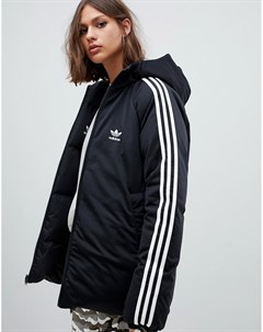 Черное двустороннее пальто с тремя полосками Adidas originals