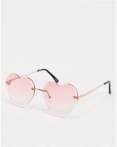 Розовые солнцезащитные очки без оправы в форме сердечек Asos design