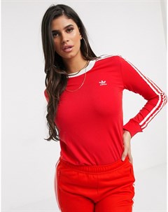 Красный лонгслив с тремя полосками adicolor Adidas originals