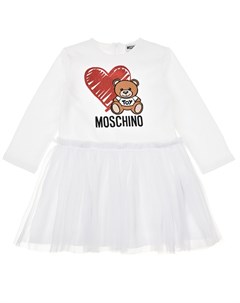 Белое платье с юбкой из сетки детское Moschino