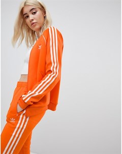 Оранжевая спортивная куртка с тремя полосками Adidas originals