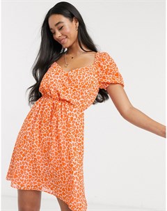 Ярко оранжевое платье мини с принтом French connection