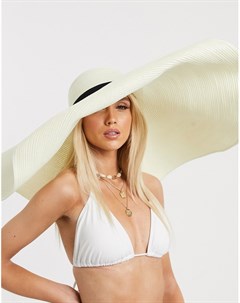 Регулируемая по размеру белая соломенная oversized шляпа Asos design
