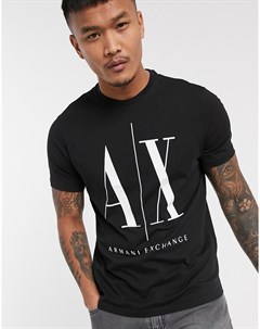 Черная футболка с большим логотипом AX Armani exchange