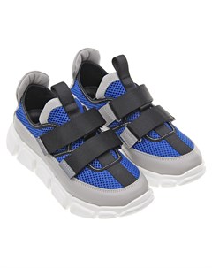 Синие кроссовки с черными ремешками детские Am66