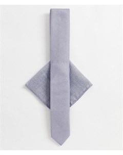 Узкий фактурный галстук и платок для нагрудного кармана лавандового цвета Asos design