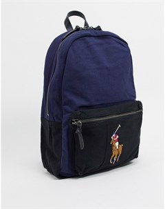 Темно синий рюкзак с контрастным логотипом Polo ralph lauren