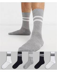 Набор из 5 пар монохромных спортивных носков с полосками Со скидкой Asos design