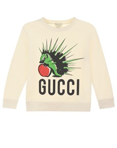 Кремовый свитшот с принтом еж с яблоком детский Gucci