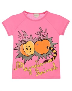 Розовая футболка с принтом яблоки детская Gucci