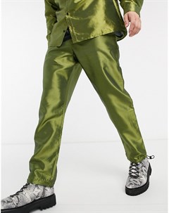 Зеленые свободные брюки в стиле милитари Milk it