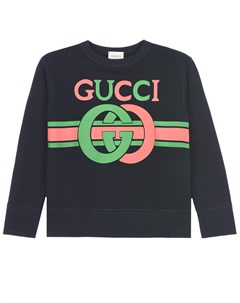 Темно синий свитшот с логотипом Gucci