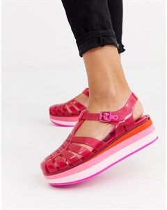 Розовые резиновые сандалии на плоской платформе Melissa
