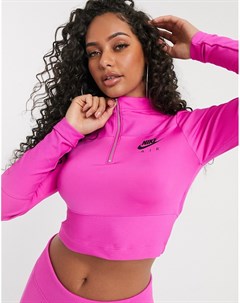 Розовый лонгслив в рубчик с высоким воротником Air Nike