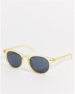 Круглые фестивальные солнцезащитные очки с желтой пластиковой оправой Asos design