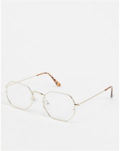 Золотистые очки с прозрачными линзами Asos design