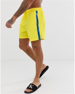 Желтые шорты для плавания с отделкой фирменной лентой Calvin klein