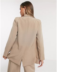 Светло бежевый длинный пиджак от комплекта Missguided