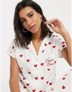 Пижама кремового цвета с принтом сердечек Women'secret