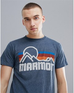 Темно синяя футболка с винтажным логотипом на груди Coastal Marmot