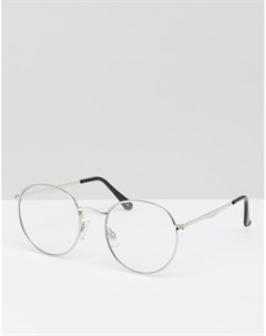 Серебристые круглые очки с прозрачными стеклами Jeepers peepers