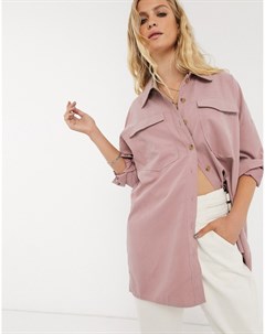 Розовая oversized рубашка с карманами Object