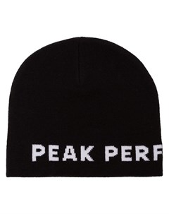 Шапка бини вязки интарсия с логотипом Peak performance