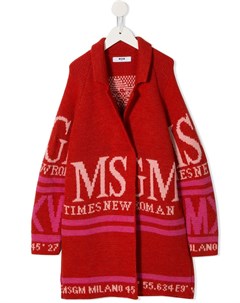 Пальто вязки интарсия с логотипом Msgm kids