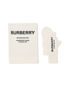 Комплект из варежек и шарфа с вышивкой Burberry kids