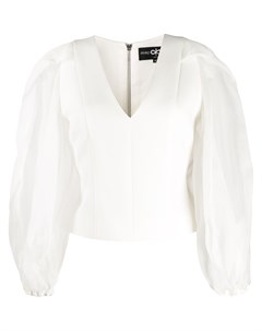 Блузка с плиссировкой на рукавах и V образным вырезом Avaro figlio