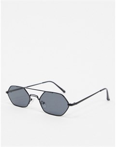 Черные солнцезащитные очки в металлической оправе Asos white