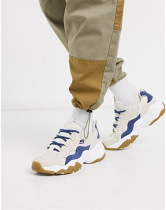 Белые кроссовки со светло коричневыми вставками d lites 3 0 Skechers