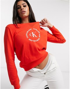 Красный трикотажный свитшот с логотипом Calvin klein jeans