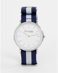 Сине белые мужские часы с нейлоновым ремешком Stratford