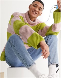 Oversized свитер в розовую и зеленую полоску Asos design